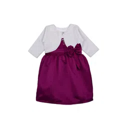Wish Karo Girls Purple Solid Fit and Flare Dress & Jacket-picture-36