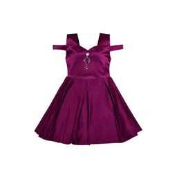 Wish Karo Girls Purple Solid Silk Fit and Flare Embellished Dress-picture-19
