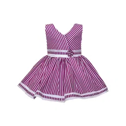Wish Karo Girls Purple Striped Satin Dress image 1