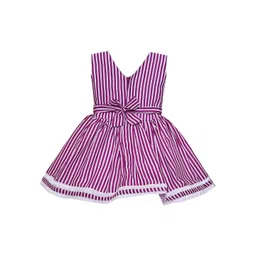 Wish Karo Girls Purple Striped Satin Dress image 4