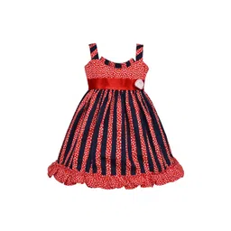 Wish Karo Girls Red & Navy Blue Floral Printed Fit and Flare Dress-picture-47