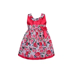 Wish Karo Girls Red & Pink Printed Fit and Flare Dress-picture-56