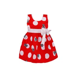 Wish Karo Girls Red & White Printed Fit and Flare Dress-picture-45