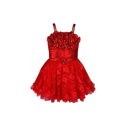 Wish Karo Girls Red Self Design Fit and Flare Dress-picture-26