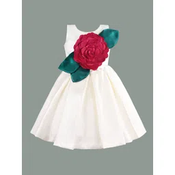 Wish Karo Girls Satin Self Design Round Neck Fit & Flare Dress-picture-36