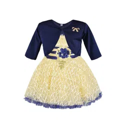 Wish Karo Girls Self Design Corsage Detailed Net Fit & Flare Dress With Jacket-picture-15