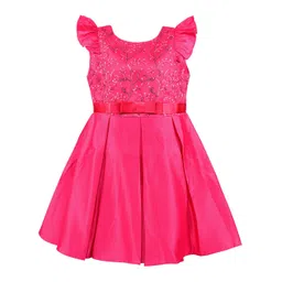 Wish Karo Girls Self Design Silk Fit and Flare Dress-picture-19