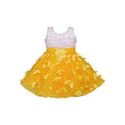 Wish Karo Girls Self Design Yellow Fit and Flare Dress-picture-12