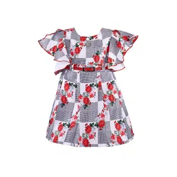 Wish Karo Girls White & Red Printed Fit and Flare Dress-picture-31