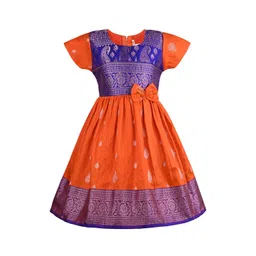 Wish Karo Girls Woven Design Satin Fit & Flare Dress-picture-53
