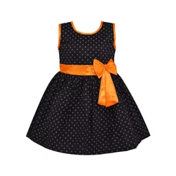 Wish Karo Girls Yellow & Black Printed Cotton Dress-picture-58