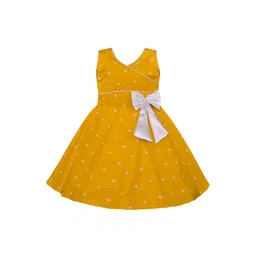 Wish Karo Girls Yellow Printed Fit and Flare Dress-picture-20