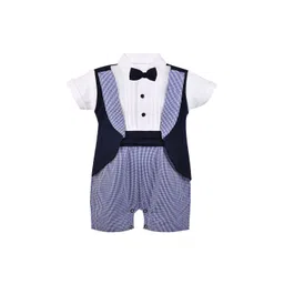 Wish Karo Infants Blue & Black Checked Romper-picture-25