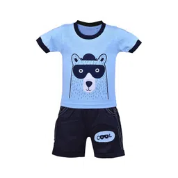 Wish Karo Kids Blue & Black Printed T-shirt with Shorts-picture-16