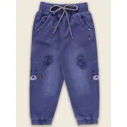 Wish Karo Kids Blue Embroidery Jeans-picture-19