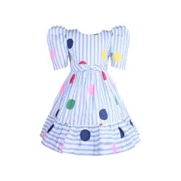 Wish Karo Kids Blue Striped Frock-picture-48