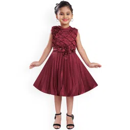 Wish Karo Maroon Satin Dress-picture-43