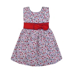 Wish Karo Off White & Red Floral Cotton Fit & Flare Dress-picture-36