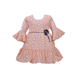 Wish Karo Peach-Coloured & White Georgette A-Line Dress-picture-52