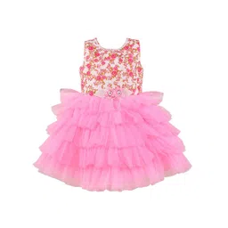 Wish Karo Pink Floral Net Dress-picture-30