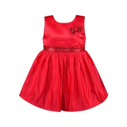Wish Karo Red Satin Fit & Flare Dress-picture-51