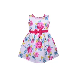 Wish Karo White & Pink Floral Cotton Dress-picture-33