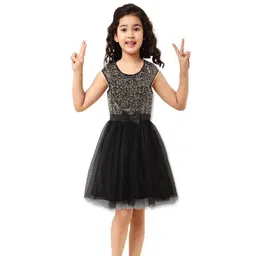 Wish little Girl Cape Sleeve Net Fit and Flare Dress-picture-45