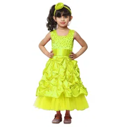 Wish little Girls Embellished Satin A-Line Maxi Party Dress With Belt-picture-3