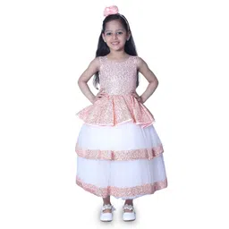 Wish little Girls Net Embellished Sequined Peplum Dress-picture-5