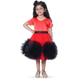 Wish little Girls Red and Black Round Neck Net A-Line Dress-picture-24