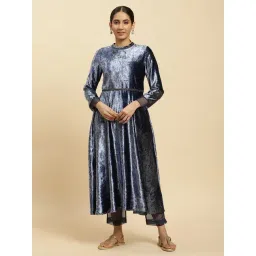 Wishful by W Blue Printed Kurta Pant Set-picture-27