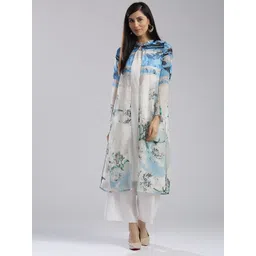 WISHFUL by W Women White Woven Design Layered Kurta-picture-33