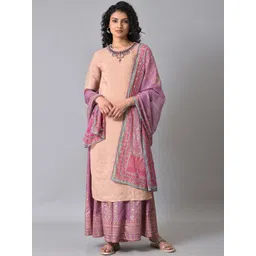 WISHFUL Floral Embroidered Beads and Stones Kurta With Sharara & Dupatta-picture-34