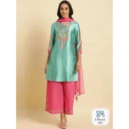 WISHFUL Floral Printed Regular Sequinned Kurta with Palazzos & With Dupatta-picture-16