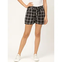 WISSTLER Women Black & White Checked Regular Fit Shorts-picture-36