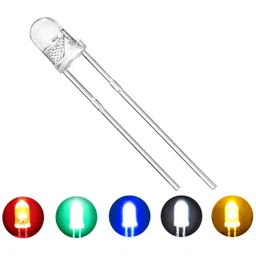 wizzo 50 Pcs Transparent LED 5mm 3V DC 2 Pin (10 Each Red, Blue, Green, Yellow, White) Light Electronic Hobby Kit-picture-11