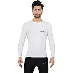 wmx Men's Compression T-Shirt Top Skin Tights Fit Lycra Inner Wear Full Sleeve for Gym Cricket Football Badminton Running Sports (M, White)-picture-10
