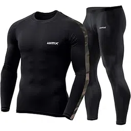wmx Men's Workout Set Compression Shirt and Pants Top Long Sleeve Sports Tight Base Layer Suit Quick Dry & Moisture-Wicking.(Compression Workout Set Combo)-picture-46