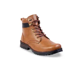 Woakers Men Tan Brown Solid Synthetic High-Top Flat Boots-picture-29