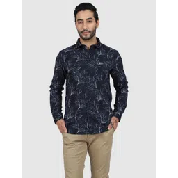 WOLF & CO. Men Relaxed Fit Floral Printed Spread Collar Cotton Casual Shirt-picture-32