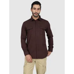 WOLF & CO. Men Relaxed Fit Solid Spread Collar Cotton Casual Shirt-picture-30