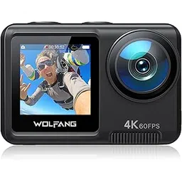 WOLFANG GA420 Sports Camera Dual Screen 4K 60FPS 24MP, 10M Body/40M Waterproof, WiFi Webcam Underwater Camcorder, Dual Microphone, Remote Control, EIS, 2x1350mAh Batteries, Accessories-picture-31