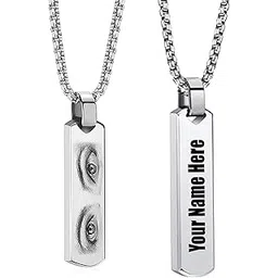 wolkomhome Personalized Stainless Steel Bar Chain – Custom Name & Eye Engraving, Unisex Design, Double-Sided, Adjustable Chain, Highly Polished Finish-picture-36