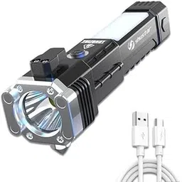 woltax 3W LED Torch Light – Rechargeable Flashlight with Long Distance Beam, Car Rescue Features Including Hammer, Window Glass Breaker, and Seat Belt Cutter-picture-34