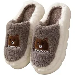 wolvesden Plush Winter Slippers | Unisex Fluffy Anti-Slip Indoor Slides | Size 4–10 (Multicolor)-picture-22