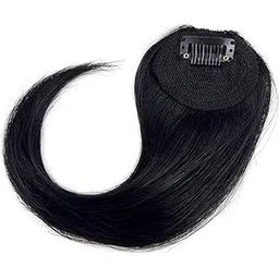 Women 2 Psc Wave Side Bangs Real Human Hair Clip in Bangs Wave Fringe With 1 Invisible Clip Hair Extension Perfect for Parties or Daily Use (Natural Black)-picture-26