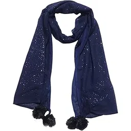 Women And Girls Trendy Rayon Rabbit Puff Scarves, Scarf, Stoles (Navy Blue)-picture-22