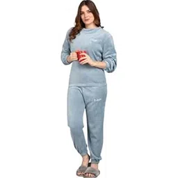 Women & Girls' Woolen Plain Premium Night Suit, Warm Sleepwear for Winter, Nightwear Suit Top and Pajama Set, Regular Comfort Fit (M, L & XL) Option-picture-21