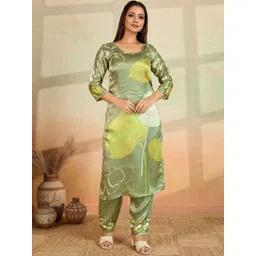 Women Basket Floral Printed Round Neck Straight Kurta With Trousers-picture-23