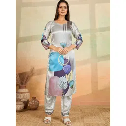 Women Basket Floral Printed Sweetheart Neck Straight Kurta With Trousers-picture-21
